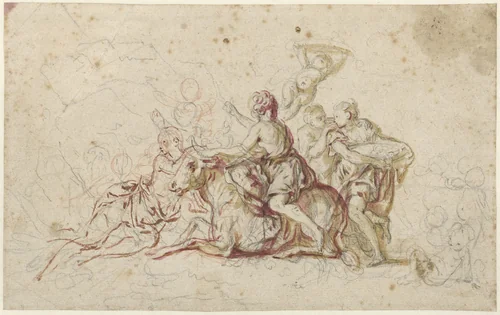 Europa ontvoerd door Jupiter in de gedaante van een stier (?) by Jean Honoré Fragonard, drawing, 1742-1806