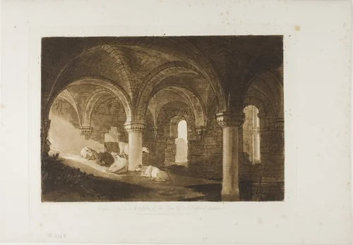 Crypt of Kirkstall Abbey, plate 39 from Liber Studiorum by Joseph Mallord William Turner, print, 1812