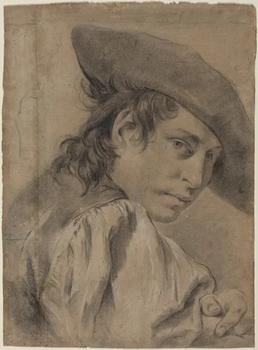 A Young Man in a Broad Hat by Giovanni Battista Piazzetta, drawing, 1745