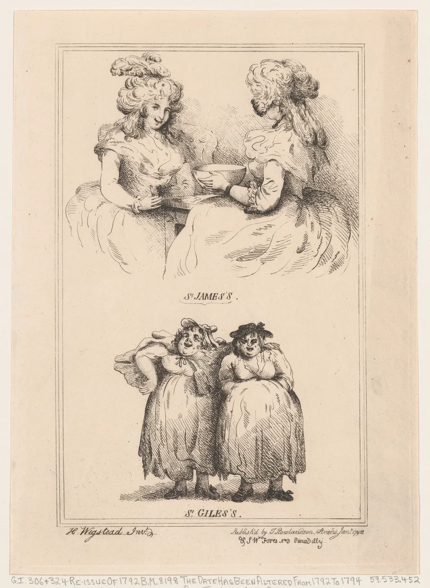 St James's and St Giles's by Thomas Rowlandson, print, 1792
