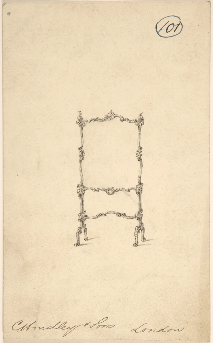 Design for Standing Screen by Charles Hindley and Sons, drawing, 1841-1884