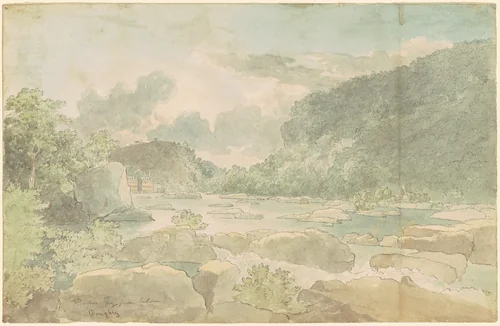 Harpers Ferry from Below by Thomas Doughty, drawing, 1825-1827