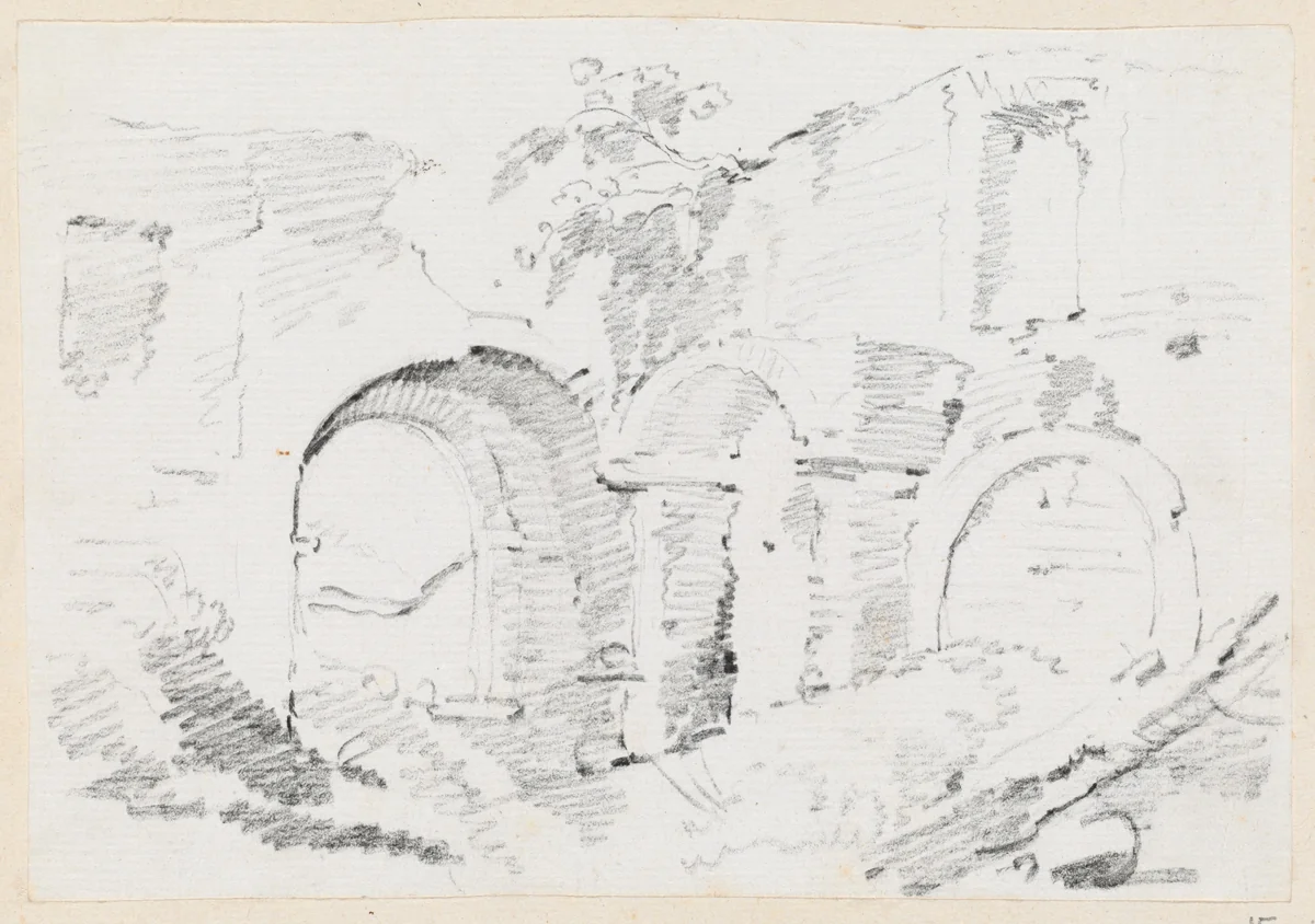 Roman Walls by Joseph-Marie Vien, drawing, 1744-1750