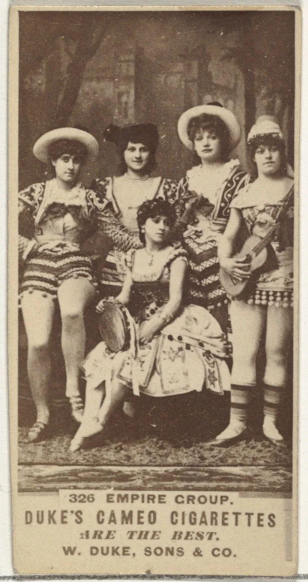 Card Number 326, Empire Group, from the Actors and Actresses series (N145-5) issued by Duke Sons & Co. to promote Cameo Cigarettes by W. Duke, Sons & Co., photograph, 1880-1889