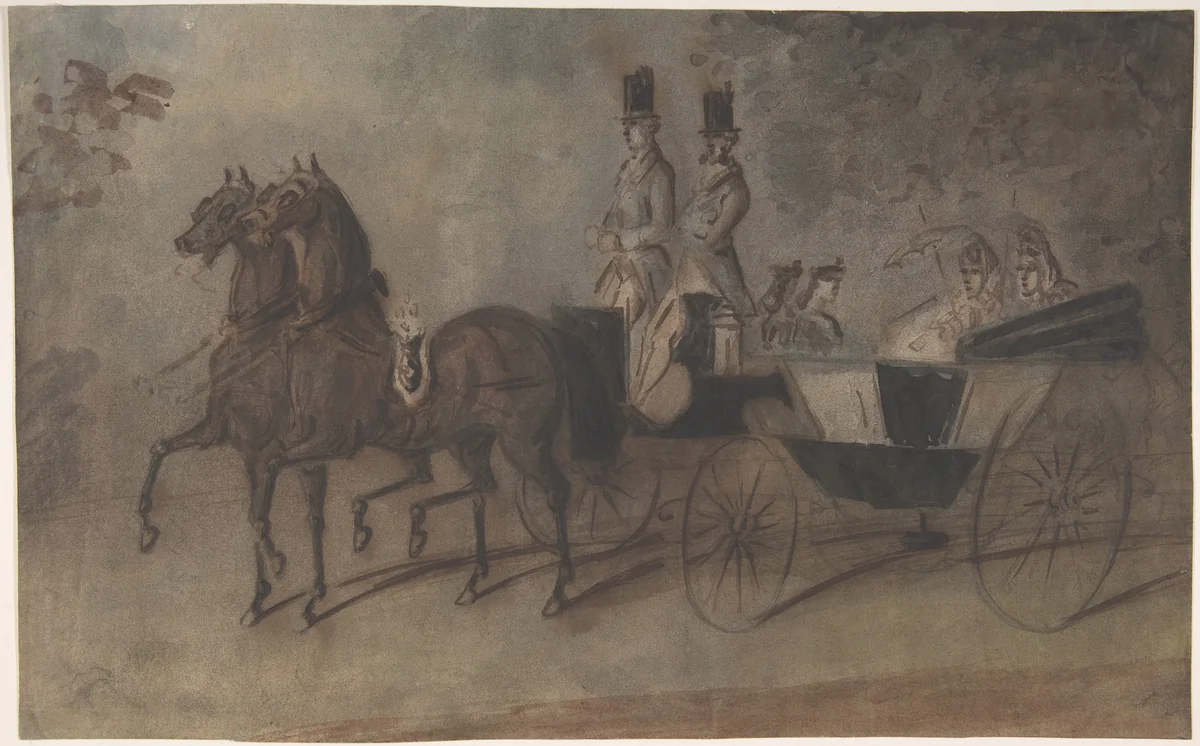Women in a Carriage by Constantin Guys, drawing, 1815-1892
