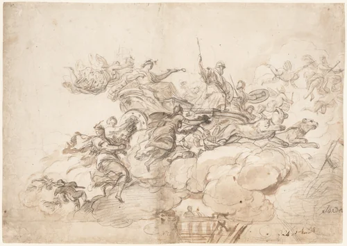 The Triumph of Cybele by Luca Giordano, drawing, 1692-1702