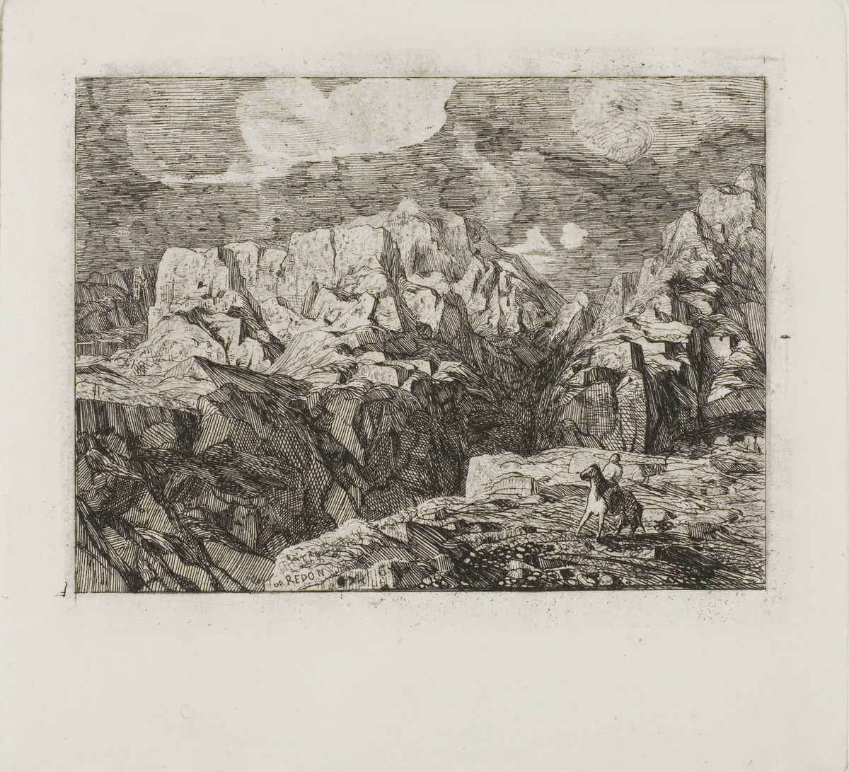 Horseman in the Mountains by Odilon Redon, print, 1866