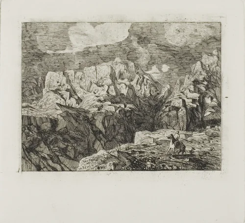 Horseman in the Mountains by Odilon Redon, print, 1866