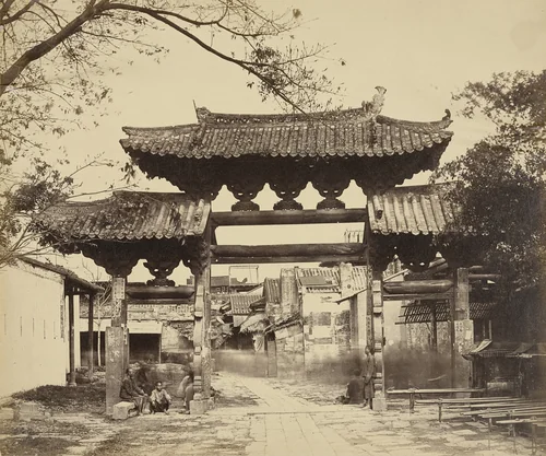 East Street from Yamun, Canton by Felice Beato, photograph, 1860