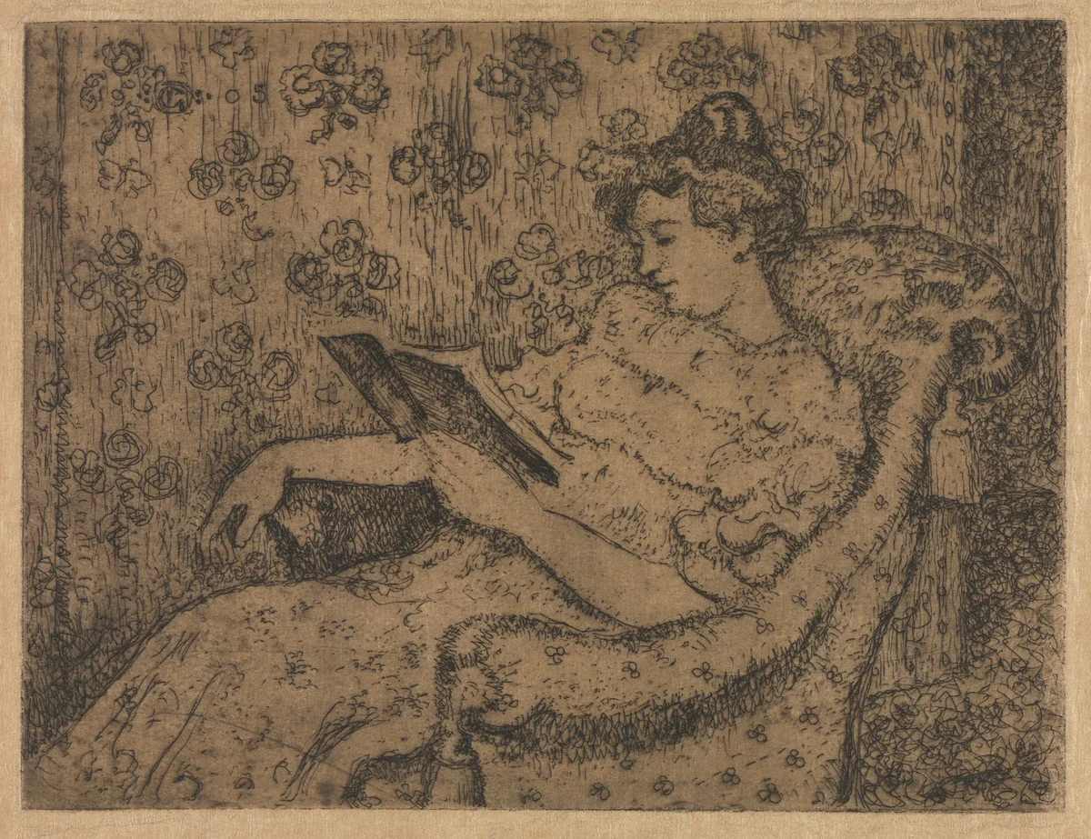 Woman Sitting Reading by Georges Lemmen, print, 1905