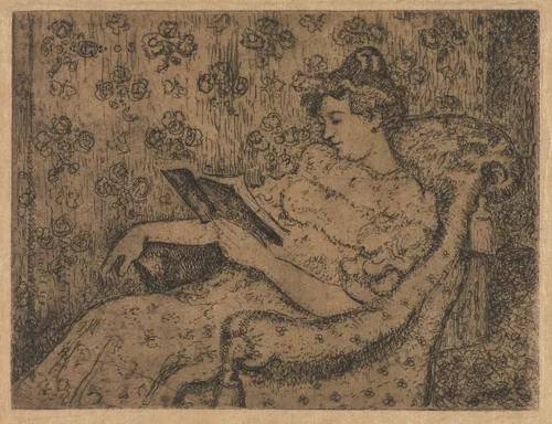 Woman Sitting Reading by Georges Lemmen, print, 1905