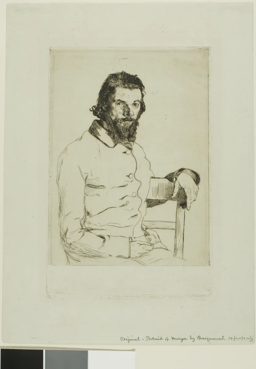 Portrait of Meryon by Felix Bracquemond, print, 1853