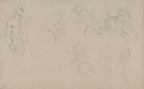 Figure Studies for the Salon du Roi, Palais Bourbon by Eugène Delacroix, drawing, 1833-1838