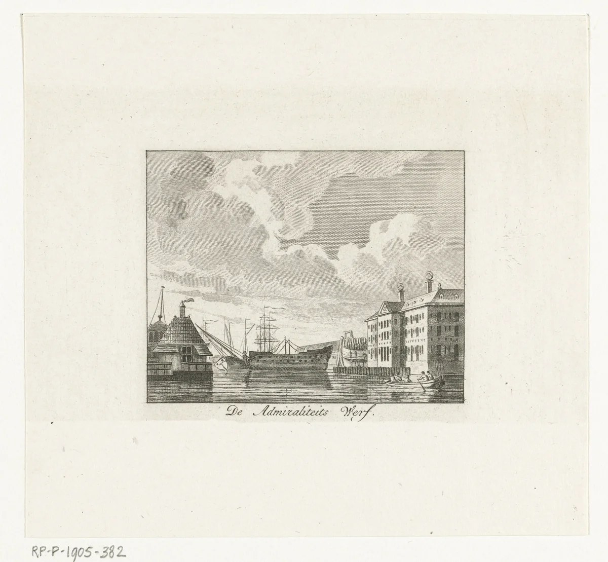 Stadsgezicht met Admiraliteitswerf te Amsterdam by Cornelis Brouwer, print, 1782