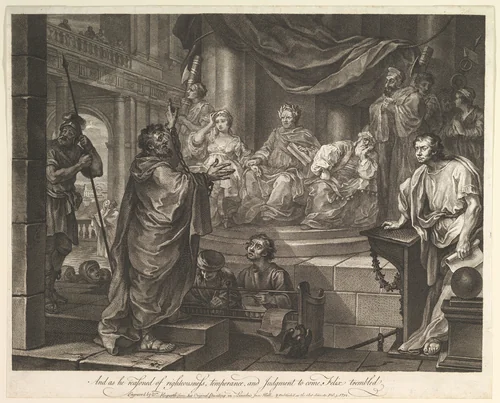 Paul Before Felix by William Hogarth, print, 1752