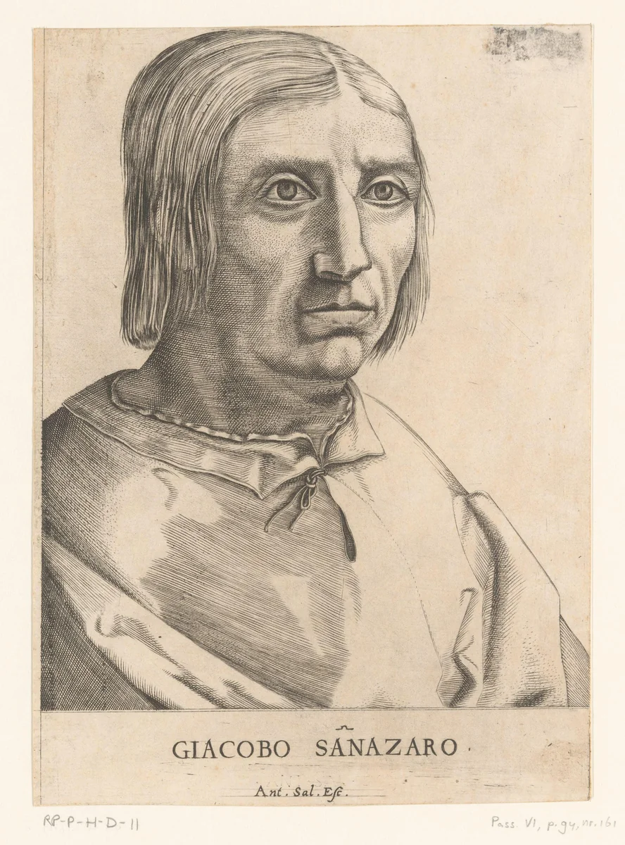 Portret van dichter Jacopo Sannazaro by anonymous, print, 1510-1562