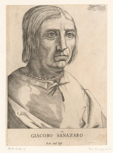Portret van dichter Jacopo Sannazaro by anonymous, print, 1510-1562