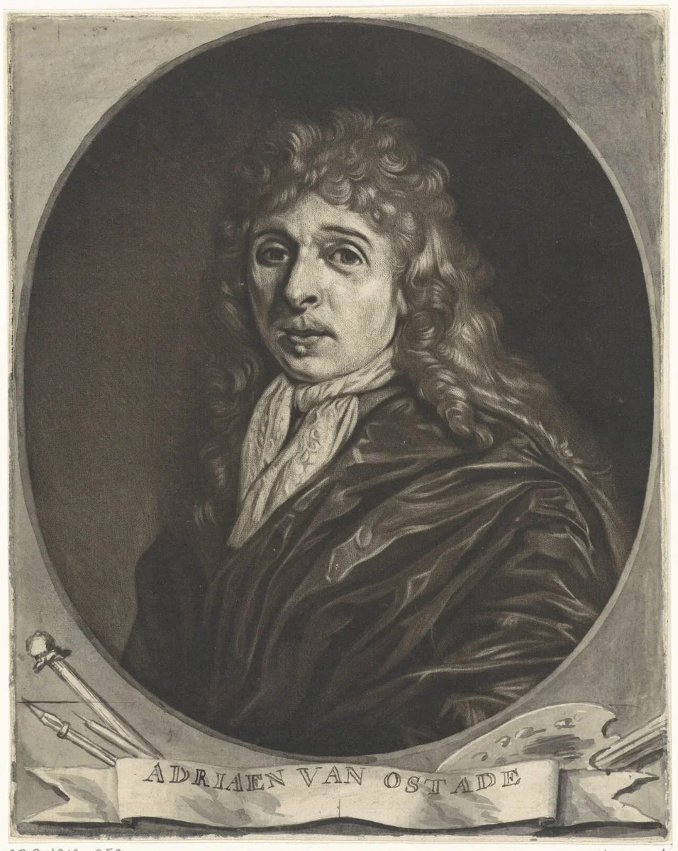 Portret van Adriaen van Ostade by Jacob Gole, print, 1685