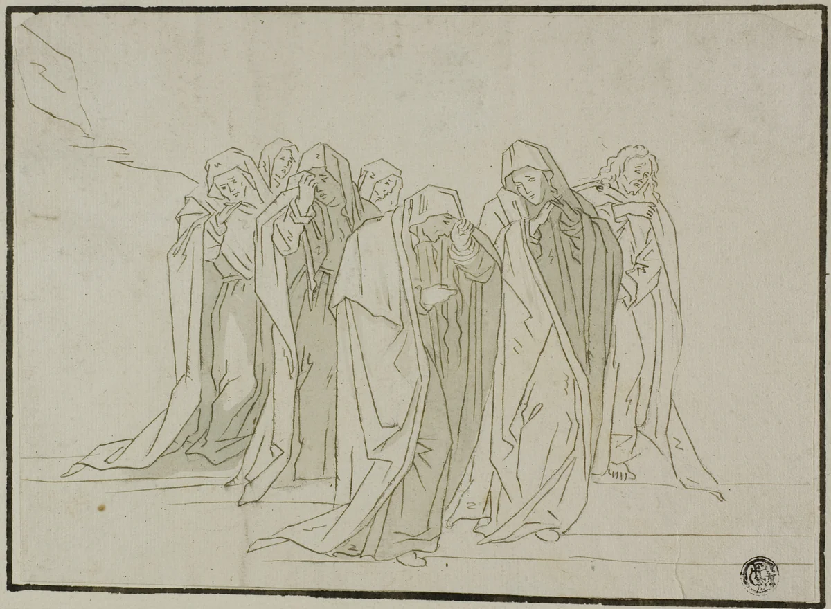 Mourning Figures by Unknown Artist, drawing, 1700-1799