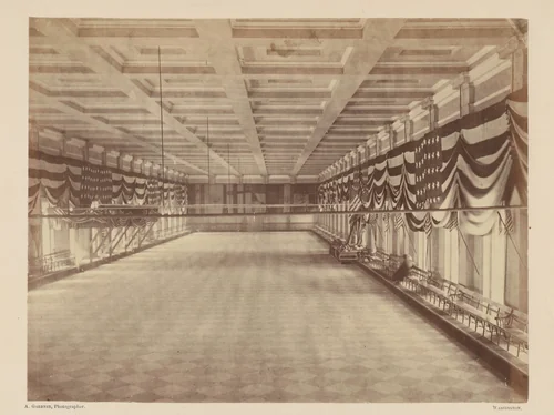 [Interior View of the Ballroom for Lincoln's Second Inaugural Ball] by Alexander Gardner, photograph, 1865