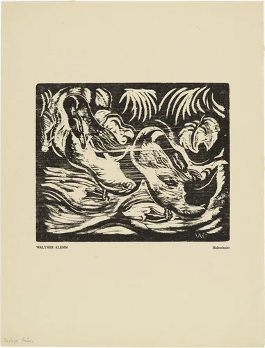 Ducks (Enten) (plate, preceding p. 129) from the periodical Das Kunstblatt, vol. 1, no. 5 (May 1917) by Walther Klemm, print, 1917