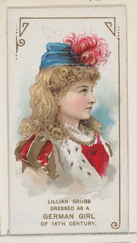 Lillian Grubb Dressed as a German Girl of the 16th Century, from the set Actors and Actresses, First Series (N70) for Duke brand cigarettes by W. Duke, Sons & Co., print, 1888-1889