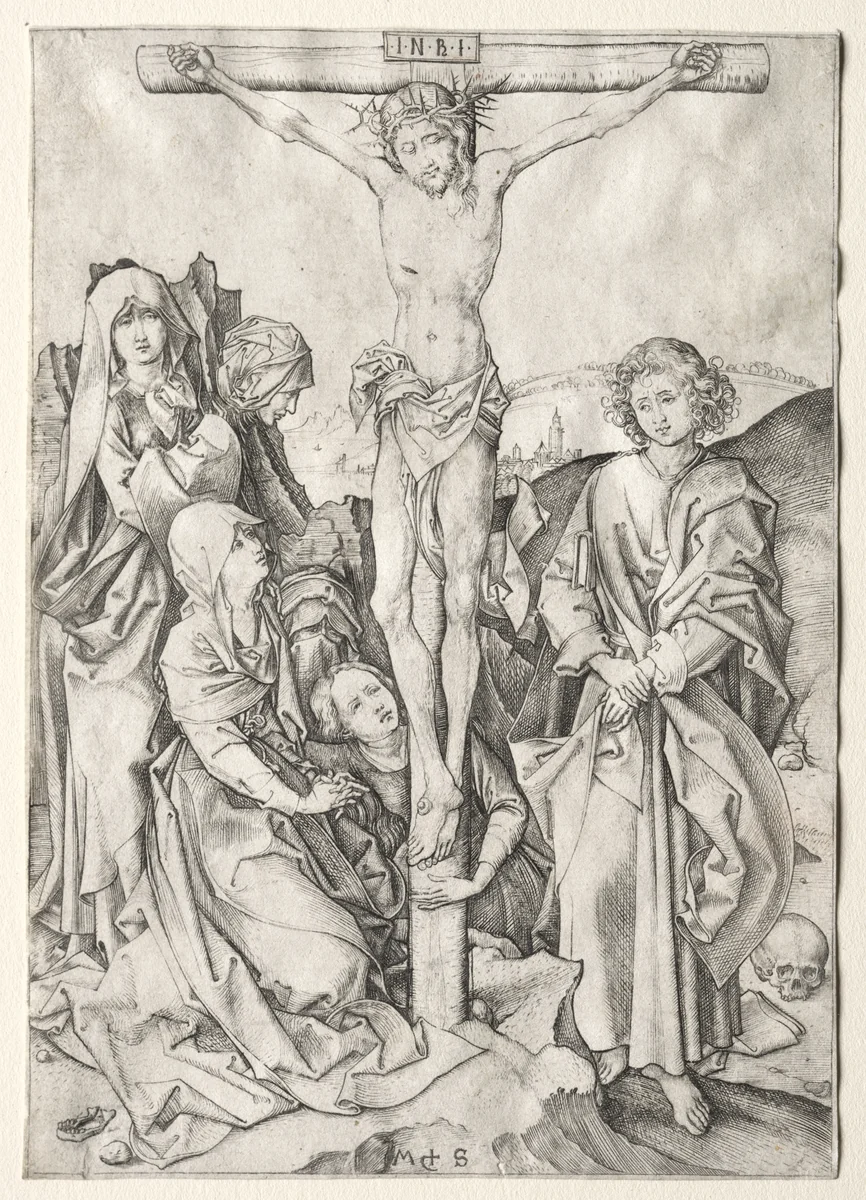 The Passion: Christ on the Cross by Martin Schongauer, print, 1475-1485