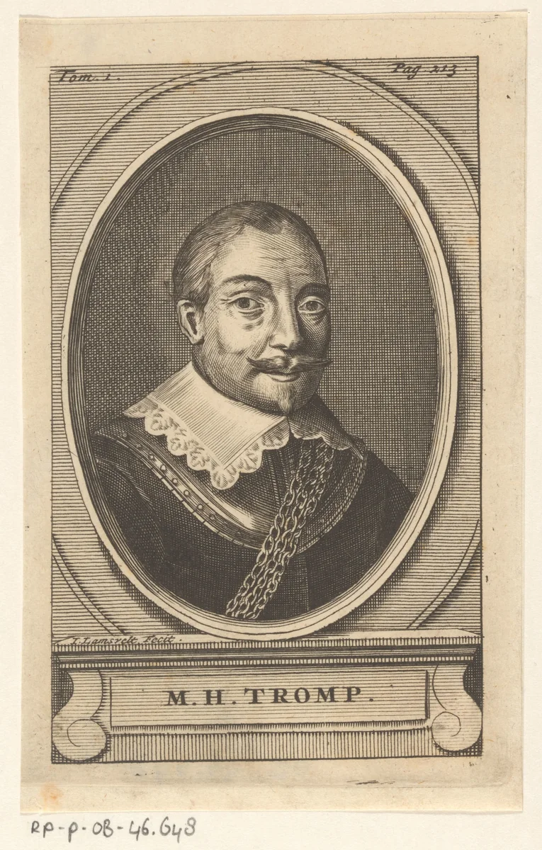 Portret van Maarten Harpertszoon Tromp by Jan Lamsvelt, print, 1684-1743