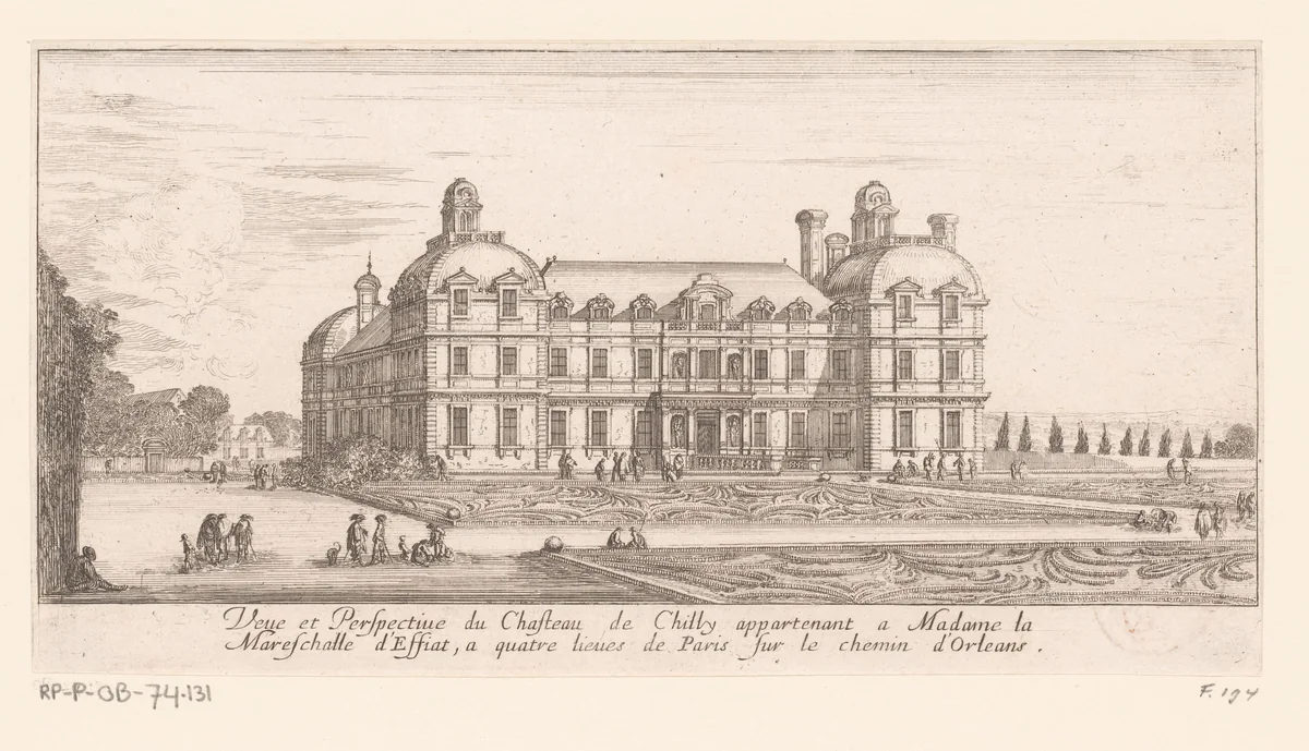 Gezicht op Château de Chilly by Israël Silvestre, print, 1655