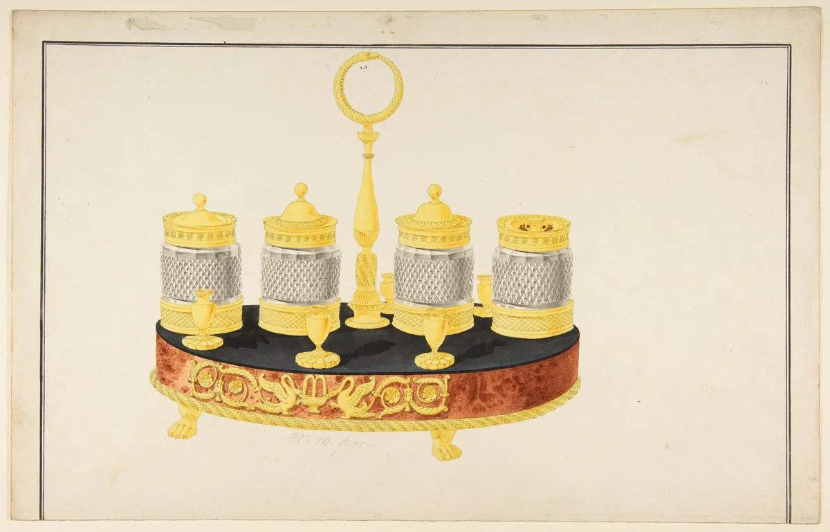 Design for a Pen and Ink Stand by anonymous, drawing, 1800-1899