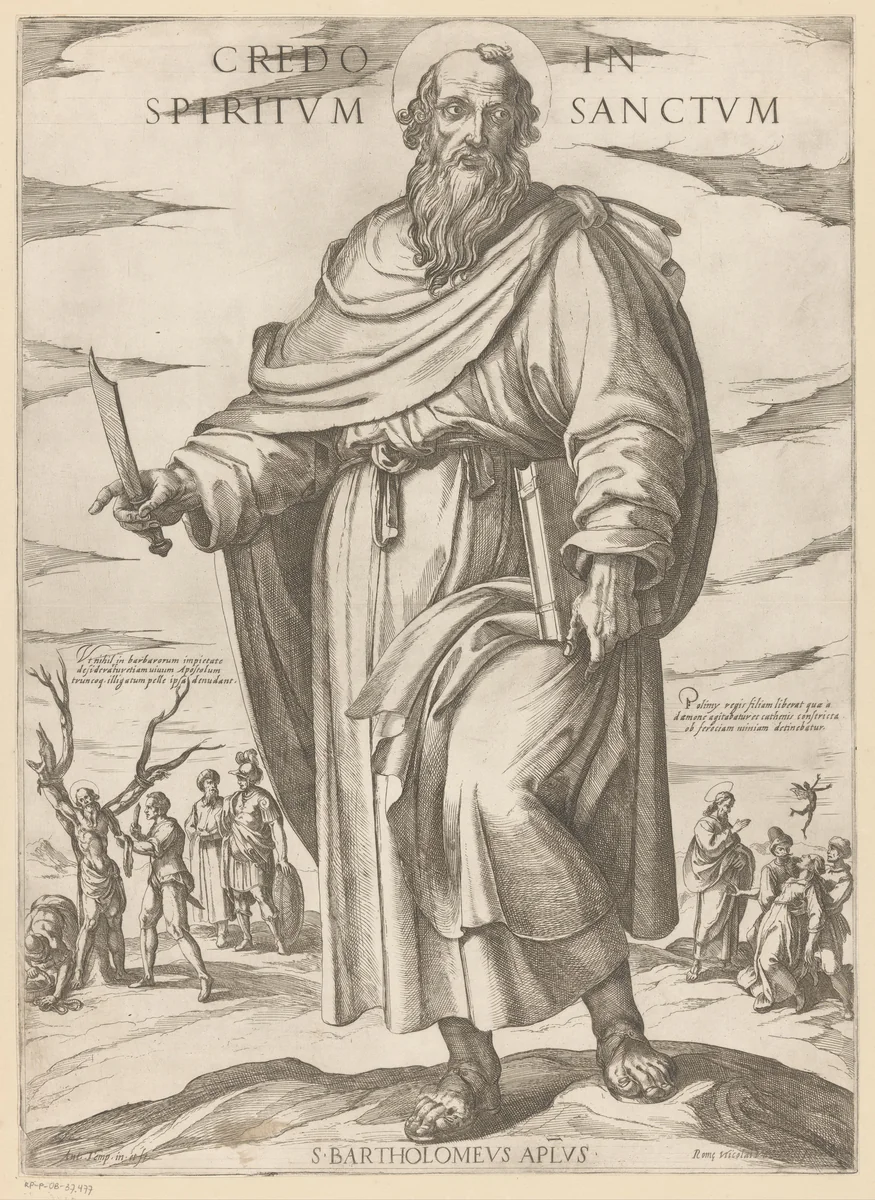 De heilige Bartolomeüs by Unknown, print, 1565-1630