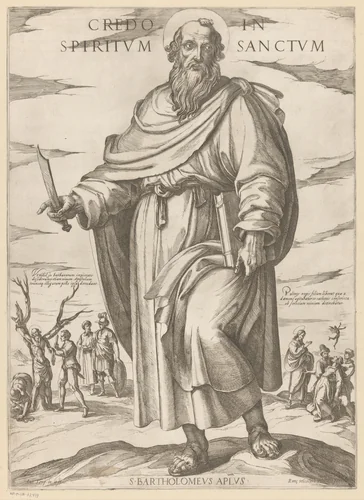 De heilige Bartolomeüs by Unknown, print, 1565-1630