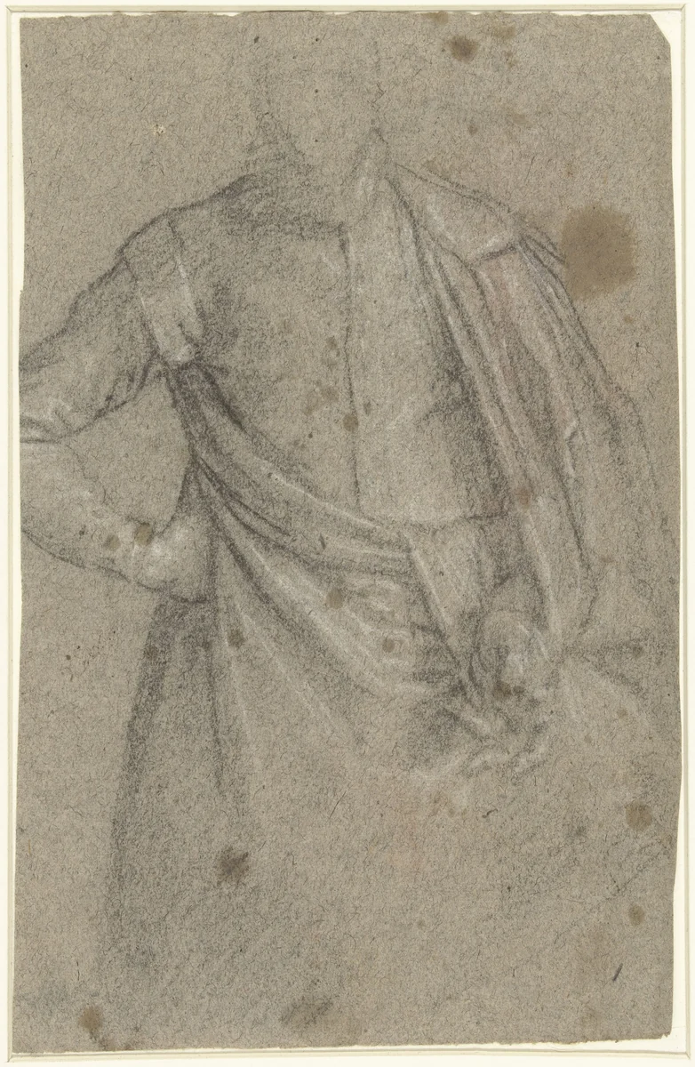 Studie voor het portret van een man met een mantel by anonymous, drawing, 1590-1600