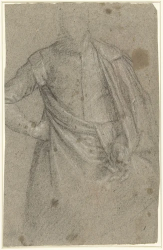 Studie voor het portret van een man met een mantel by anonymous, drawing, 1590-1600