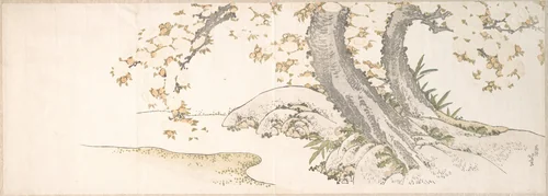 Blossoming Cherry Trees by a Stream by Katsushika Hokusai (葛飾 北斎), print, 1760-1849