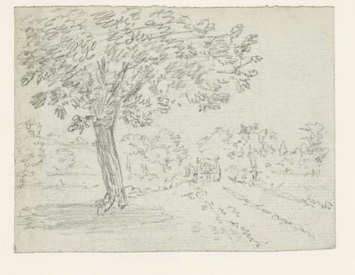 Grote boom bij een landweg by Georges Michel, drawing, 1773-1843