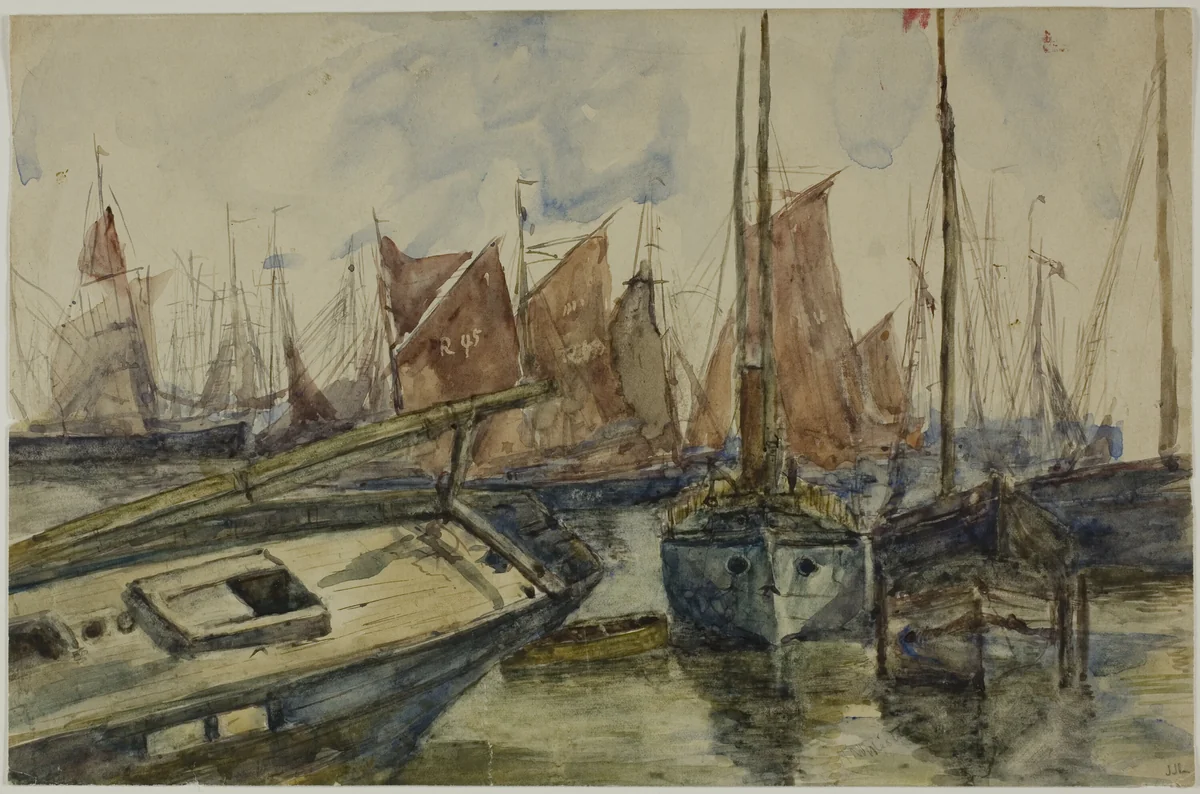 Ships in Port by Unknown Artist, painting, 1800-1899