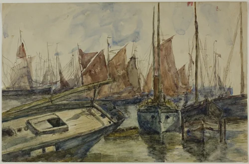 Ships in Port by Unknown Artist, painting, 1800-1899