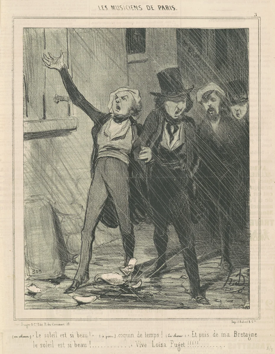 En choeur. Le soleil est si beau ... by Honoré Daumier, print, 1841