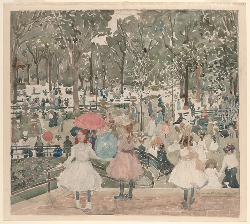 The Mall, Central Park by Maurice Prendergast, drawing, 1900-1903