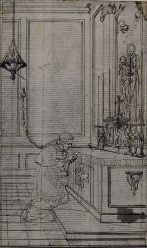 Study for Vignette in Abbé Dinouart's "Vie du Venerable don Juan de Palafox", p. 256 by Hubert François Gravelot, drawing, 1757-1773