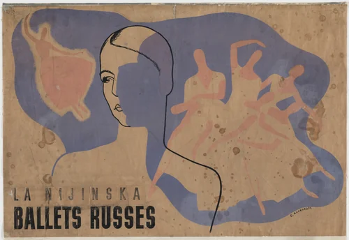 La Nijinska, Ballet Russes (Poster for Les Biches and Le Train Bleu created by Bronislava Nijinska for the Ballet Russes) by Iurii Annenkov, design, 1924