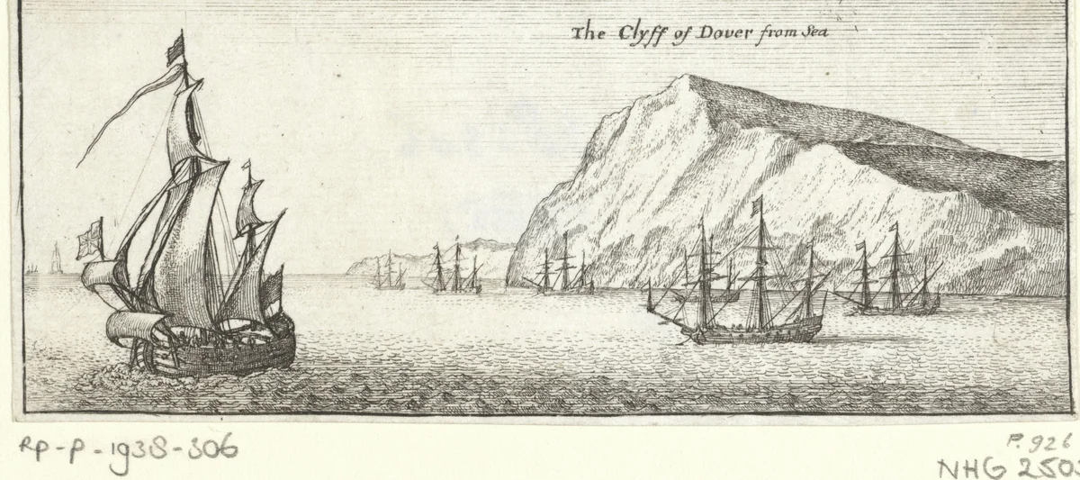 Gezicht op de rotsen van Dover by Wenceslaus Hollar, print, 1625-1677
