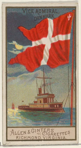 Vice Admiral, Denmark, from the Naval Flags series (N17) for Allen & Ginter Cigarettes Brands by Allen & Ginter, print, 1886-1891