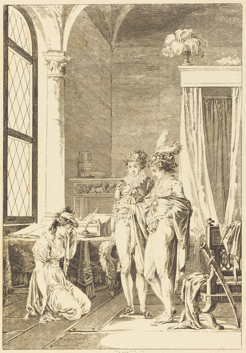 Joconde: Le pardon by Philippe Triere; Jean-Baptiste Mallet, print, 1756-1815