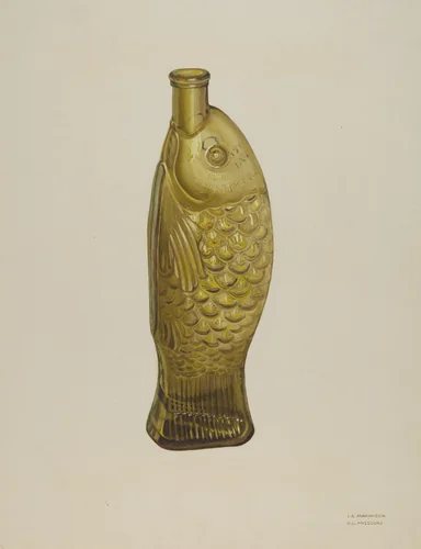 "Fish Bitters" Bottle by Lorraine S. Makimson, index of american design, 1935-1942