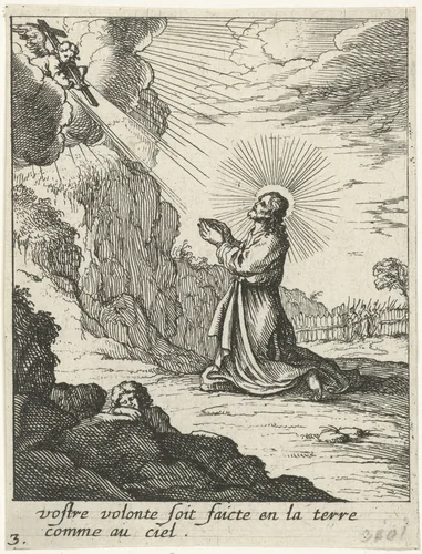 Christus in de Hof van Olijven by Albert Flamen, print, 1648