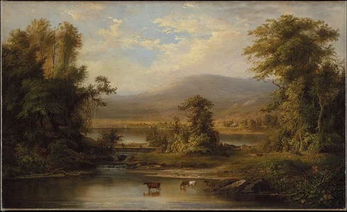 Landscape with Cows Watering in a Stream by Robert S. Duncanson, artwork, 1871