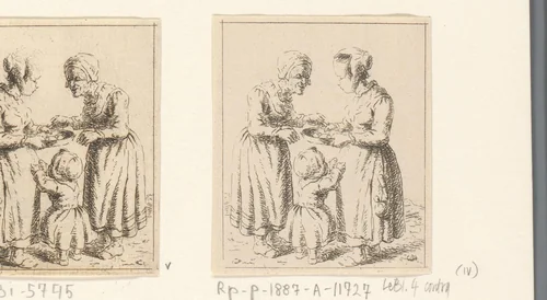 Twee vrouwen met een kind by Christina Chalon, print, 1758-1808