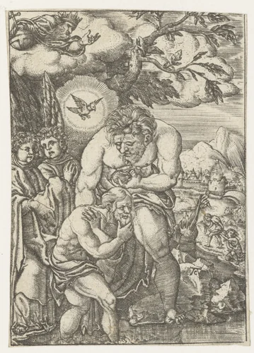 Doop van Christus in de Jordaan by Unknown, print, 1520-1562
